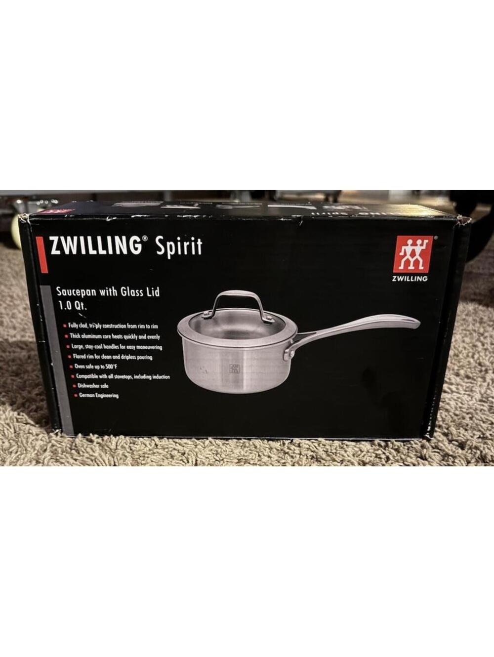 NEW ZWILLING Spirit Ceramic Nonstick Saucepan, 1-qt, Stainless Steel Open box